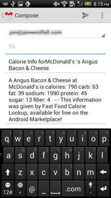 Fast Food Calorie Lookup android App screenshot 0